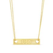 USC Trojans Gold Plated Rectangular Bar Necklace with Double Link Chain